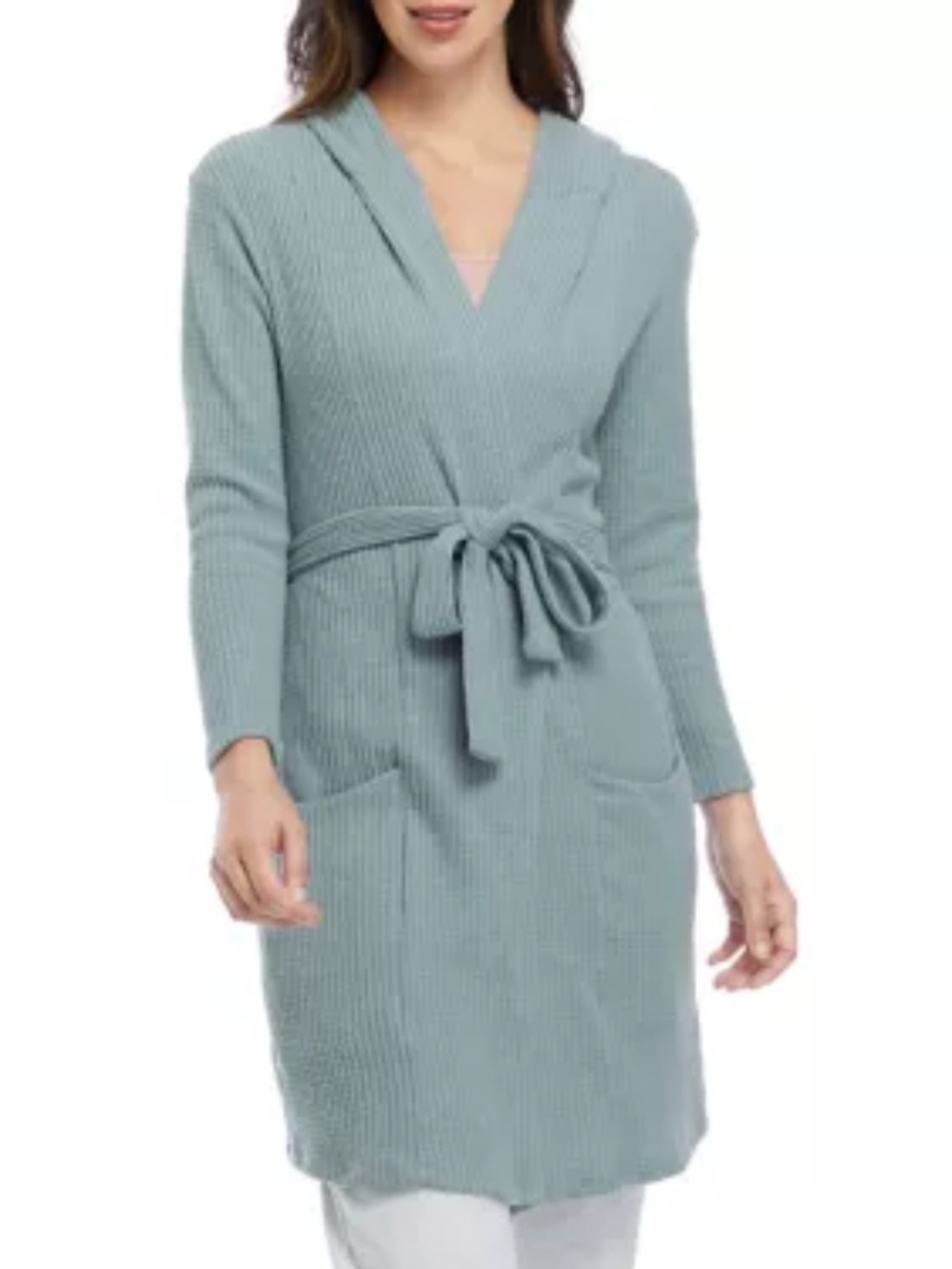 love, Fire Blue Waffle Ribbed Robe